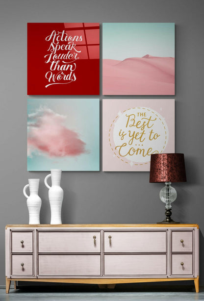 Pink Desert 4-Piece Glass Wall Art