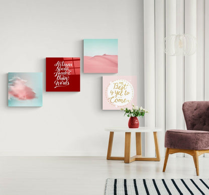 Pink Desert 4-Piece Glass Wall Art