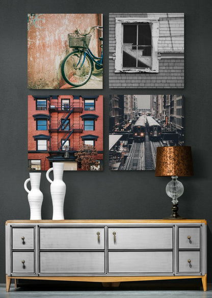 City Quadro 4-Piece Glass Wall Art
