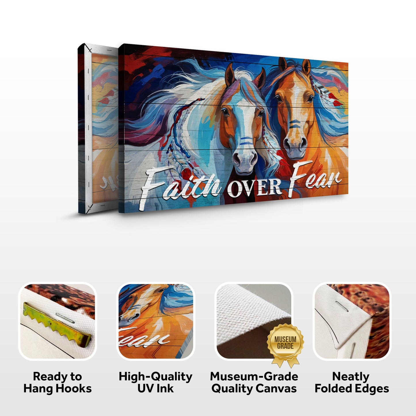 Faith Over Fear Canvas Wall Art Sign IV
