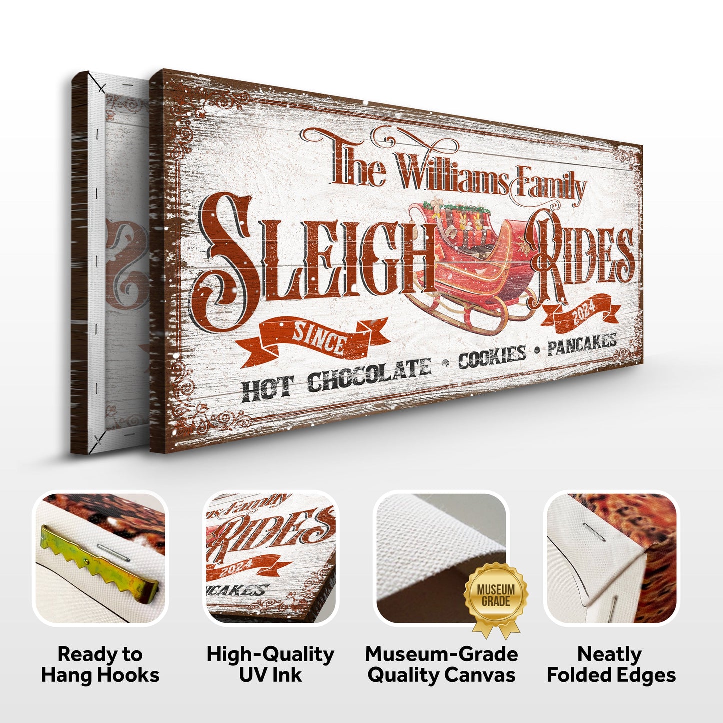 Sleigh Rides Festive Christmas Canvas Wall Art