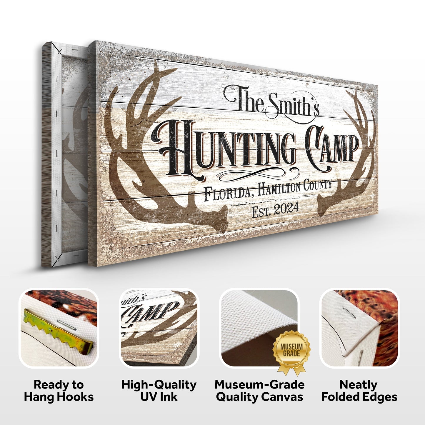 Hunting Camp Sign Canvas Wall Art