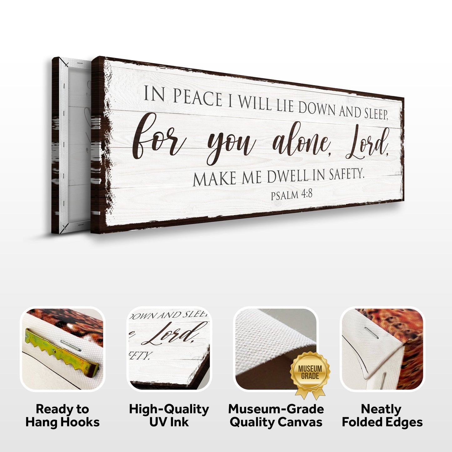 Psalm 4:8 In Peace I Will Lie Down Sleep Canvas