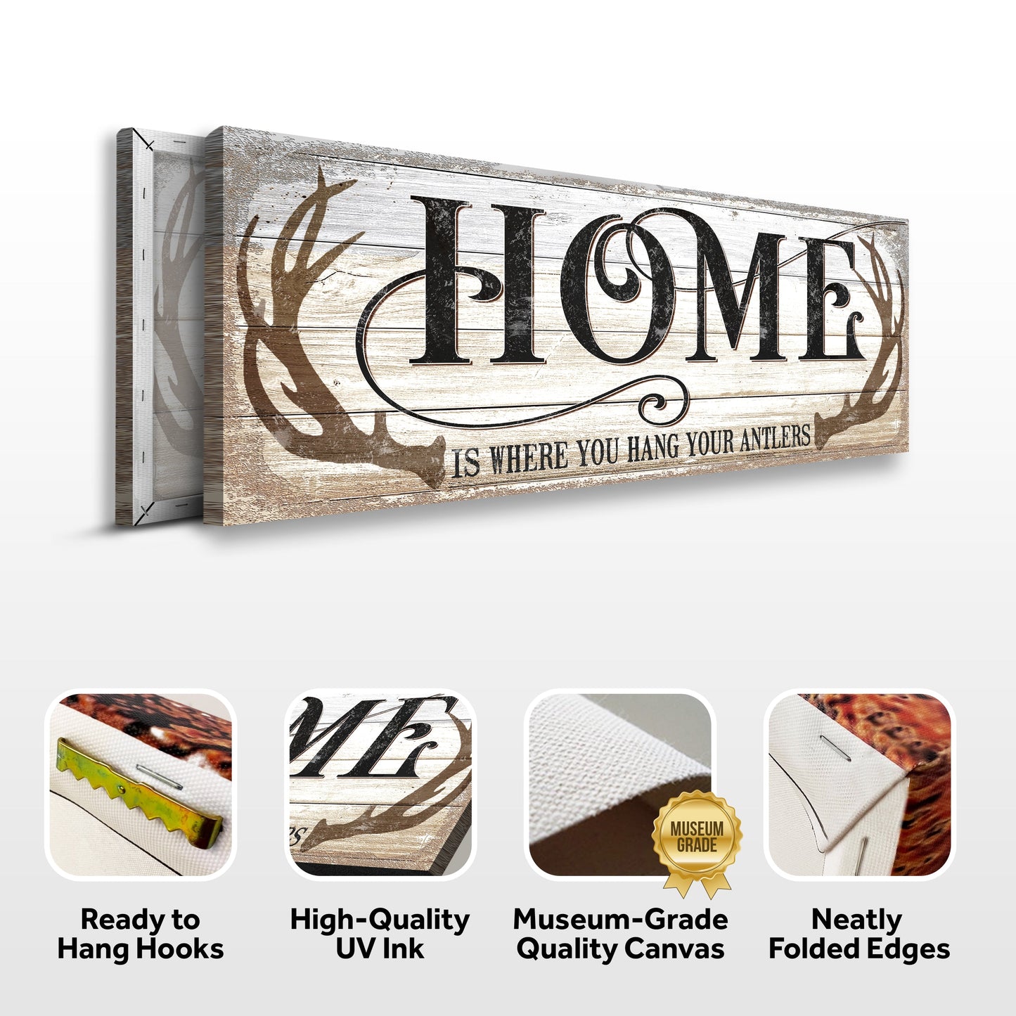 Home Is Where You Hang Your Antlers Canvas Wall Art