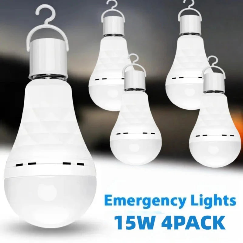 Rechargeable LED emergency light bulbs 15W 4 pack with battery backup