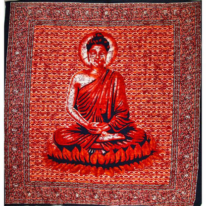 Red Buddha and lotus meditation fabric tapestry wall hanging