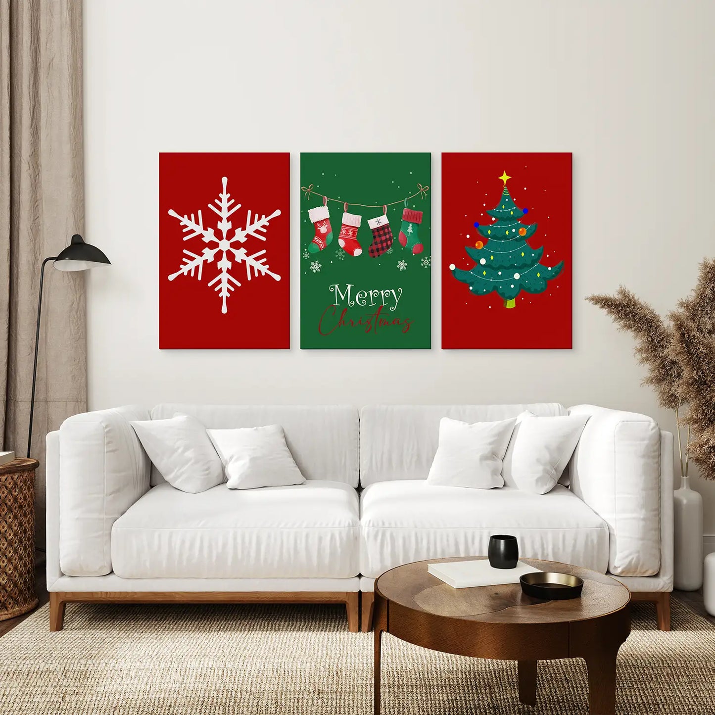 Modern Christmas Nursery Wall Art Set of 3 Prints