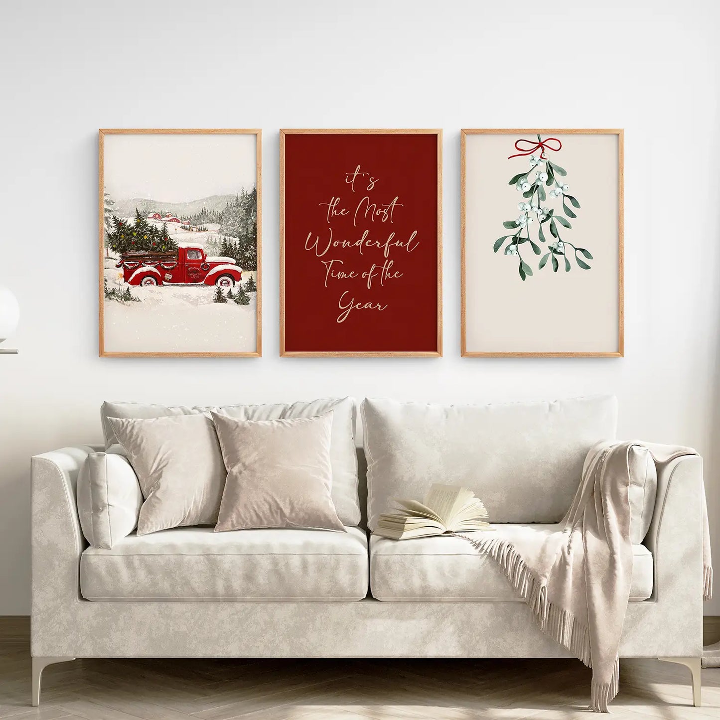 Winter Holiday Landscape Wall Art Set of 3 Prints