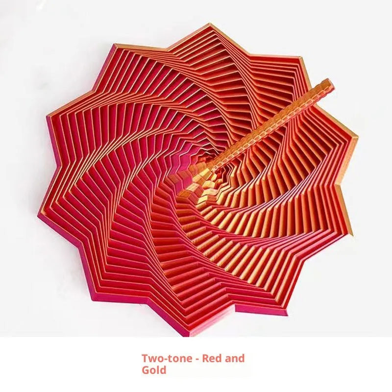 Red and gold two-tone 3D printed spiral radish tower decompression toy