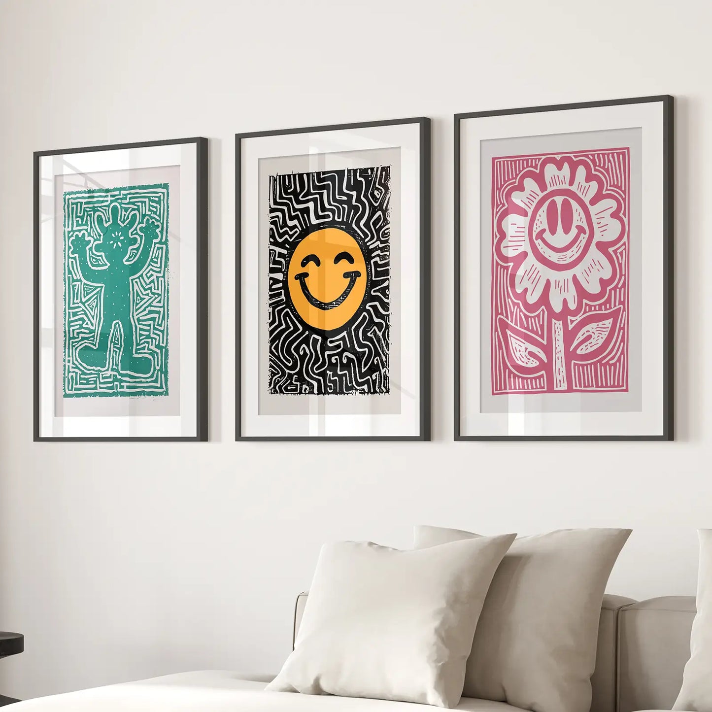 Funky Groovy Wall Art Set of 3 Retro Prints