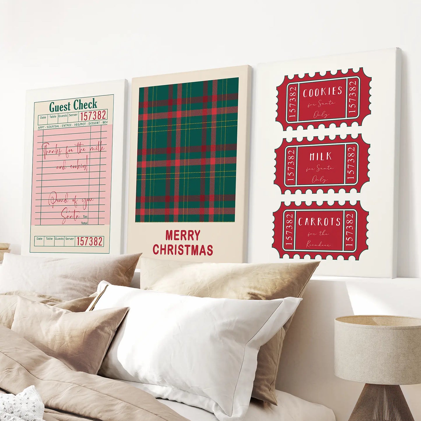 Christmas Guest Check Santa Tickets Wall Art Set