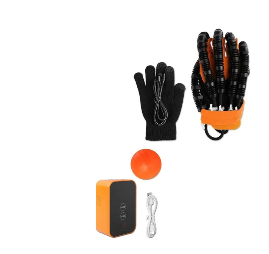 Right hand therapy rehab glove with portable control unit and mirror training glove