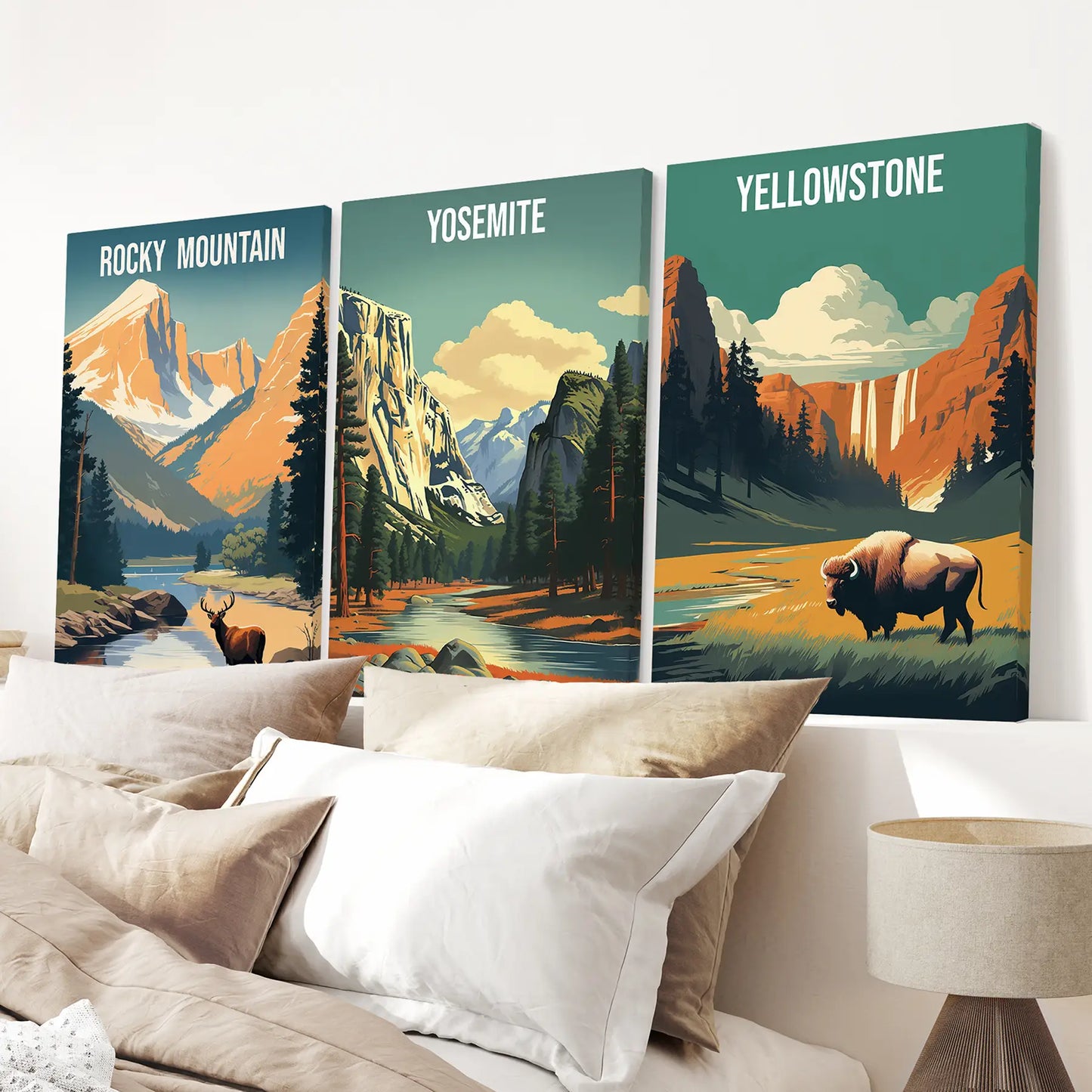 National Park Wall Art Set of 3 Vintage Travel Prints