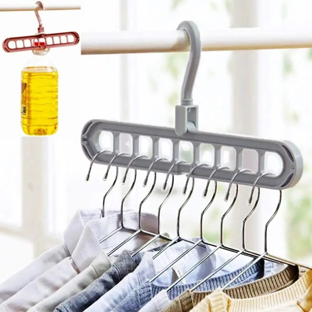 Rotating clothes hanger organizer 9 hole cascading space saver durable
