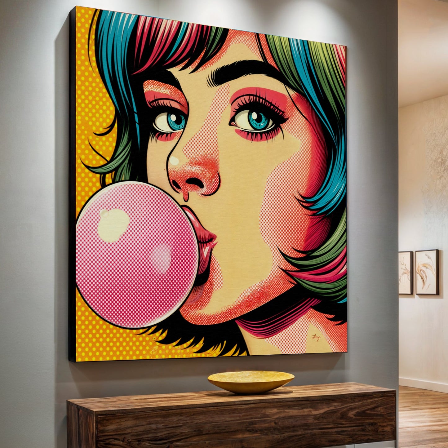 Roys Bubble Pop Art Girl Canvas Wall Art