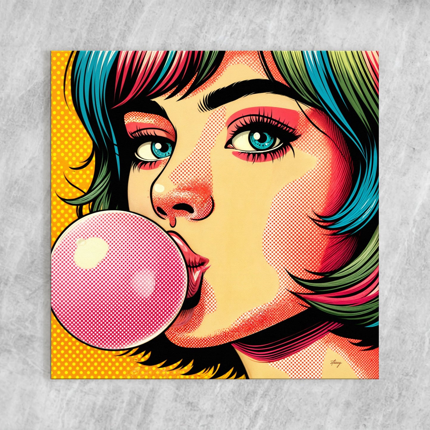 Roys Bubble Pop Art Girl Canvas Wall Art