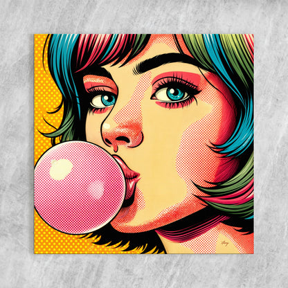 Roys Bubble Pop Art Girl Canvas Wall Art