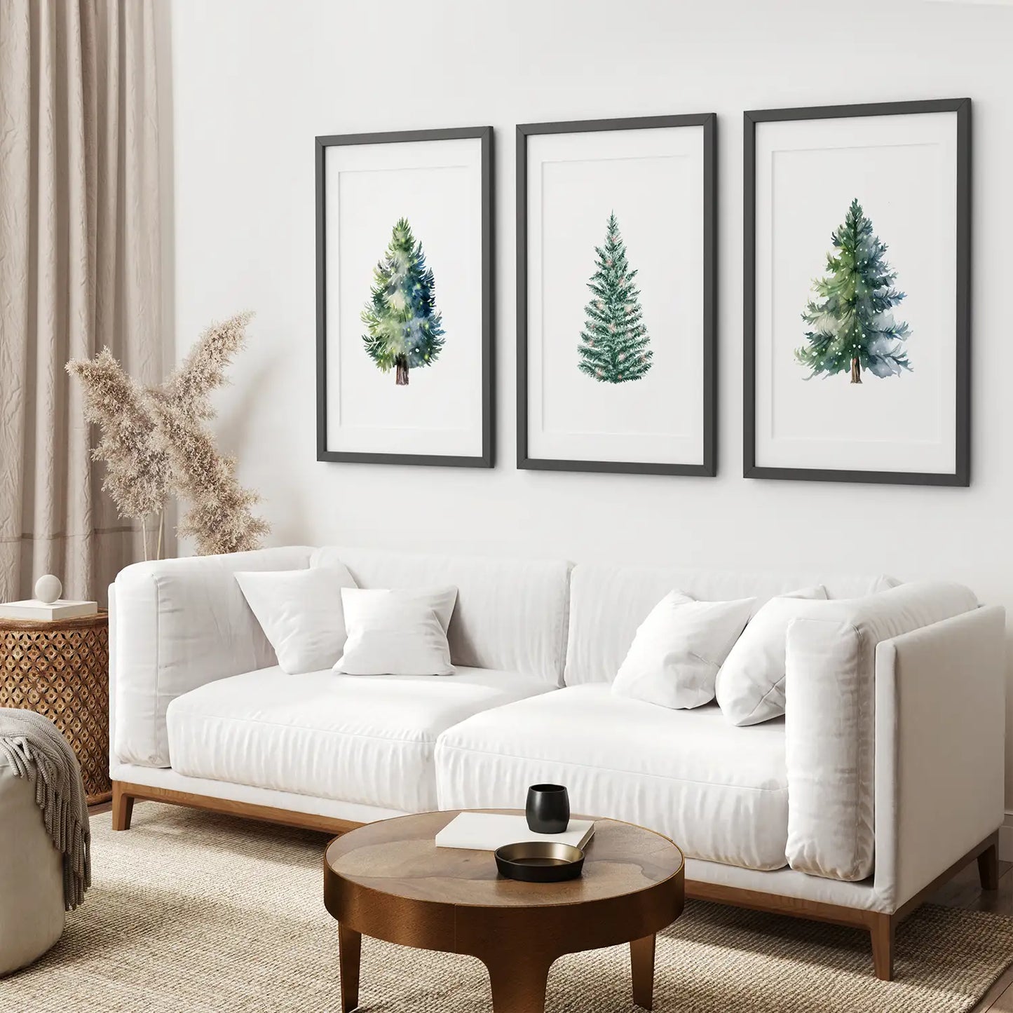 Watercolor Christmas Tree Wall Art Set of 3 Prints