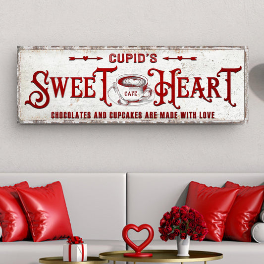 Rustic Cupid's Sweetheart Vintage Canvas Sign