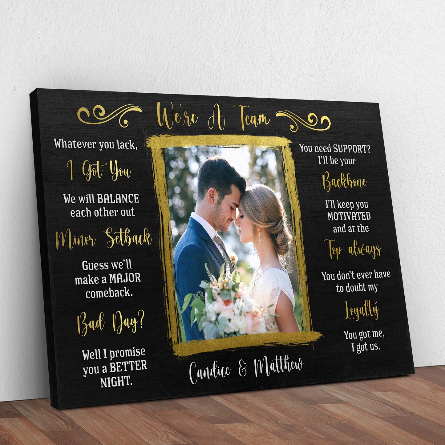 We're A Team Couple Canvas Sign