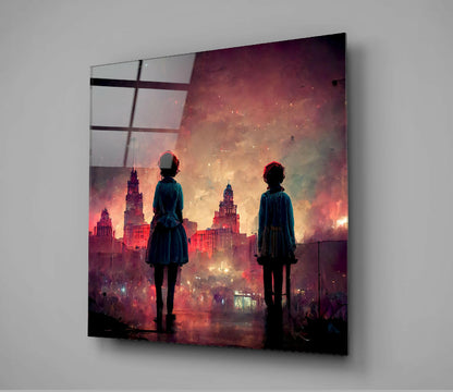 The City was Sad Glass Wall Art