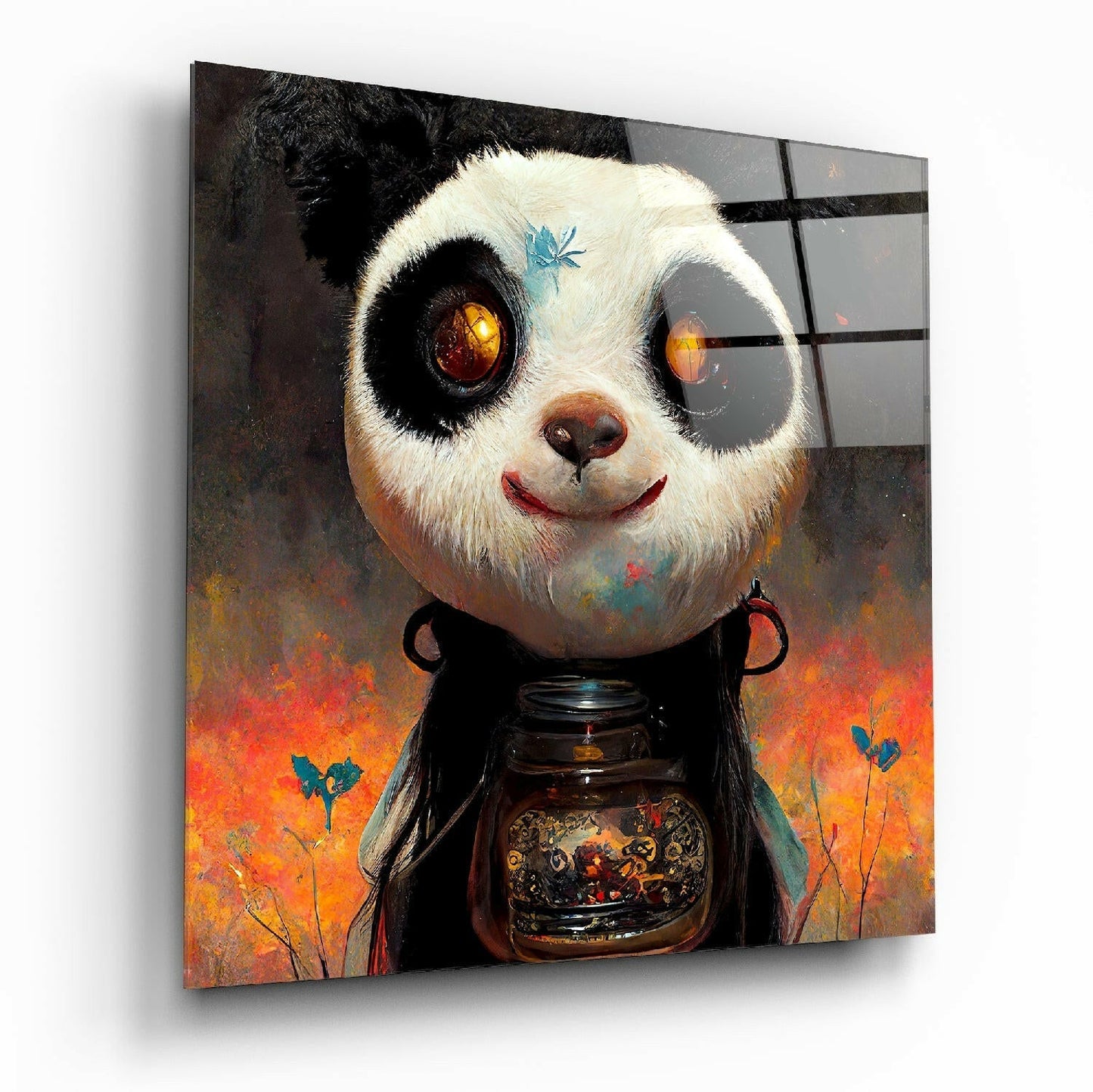 Panda Cup Glass Wall Art