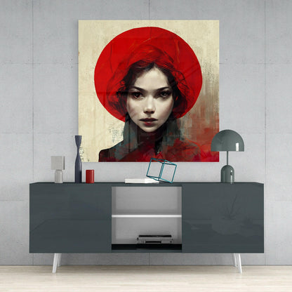 Red Hat Glass Wall Art