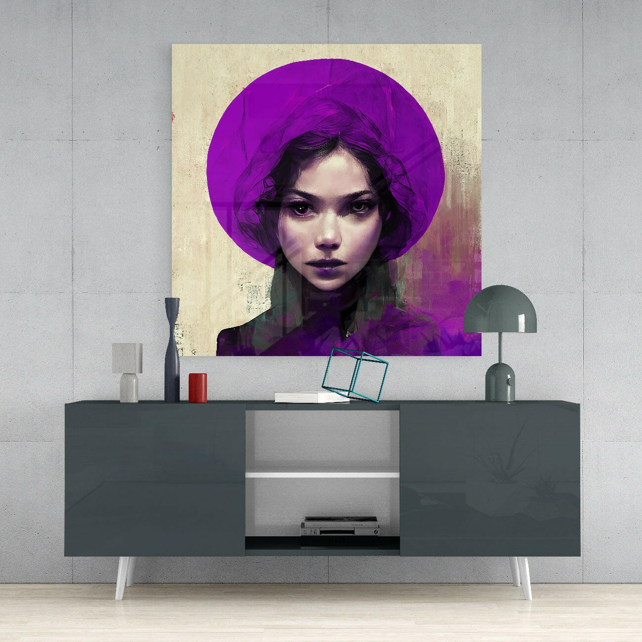 Purple Hat Glass Wall Art