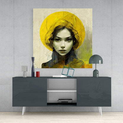 Yellow Hat Glass Wall Art