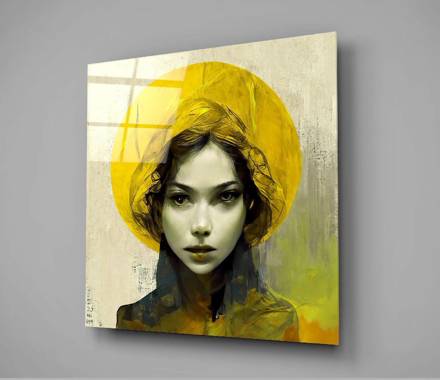 Yellow Hat Glass Wall Art