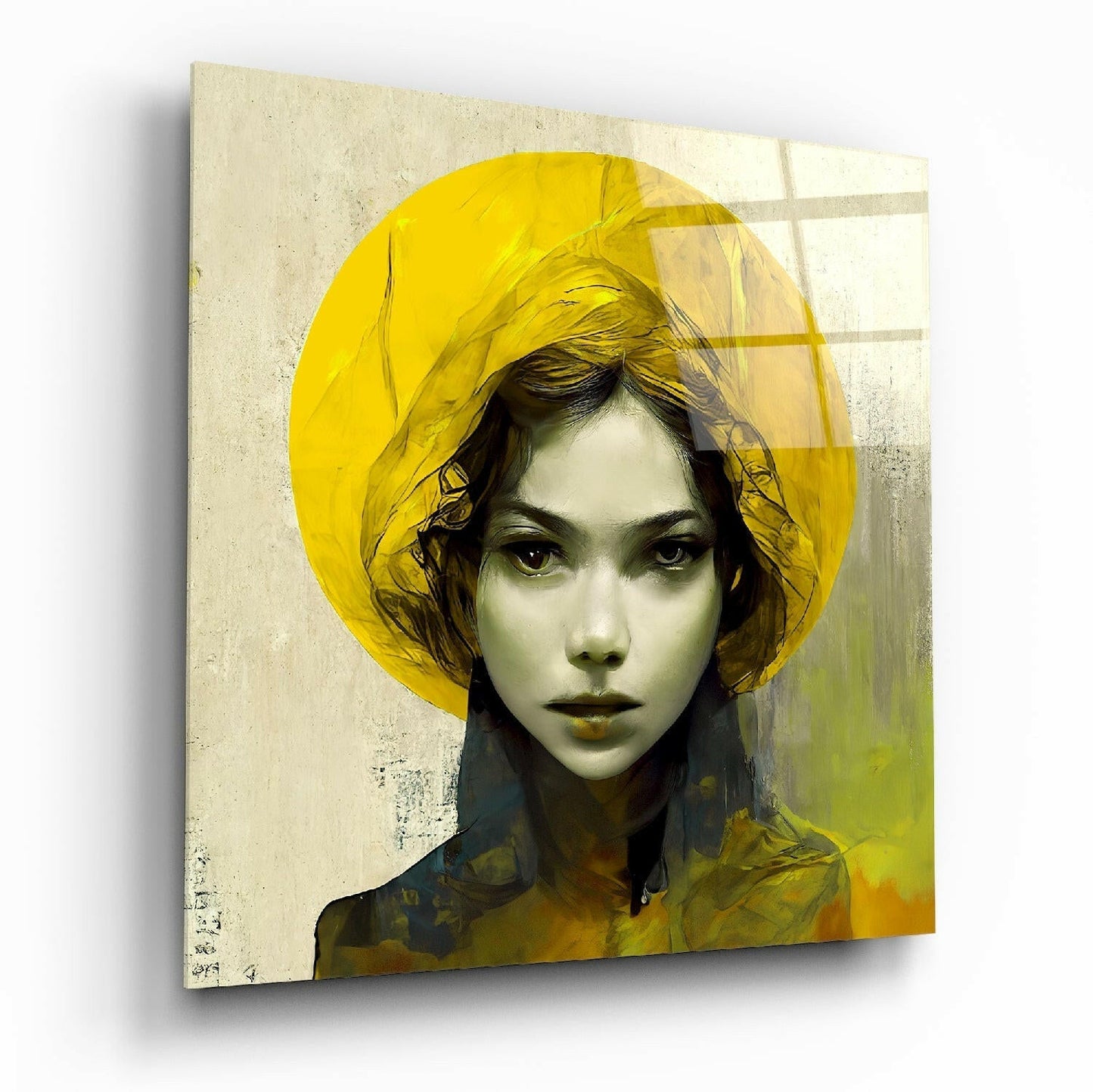 Yellow Hat Glass Wall Art