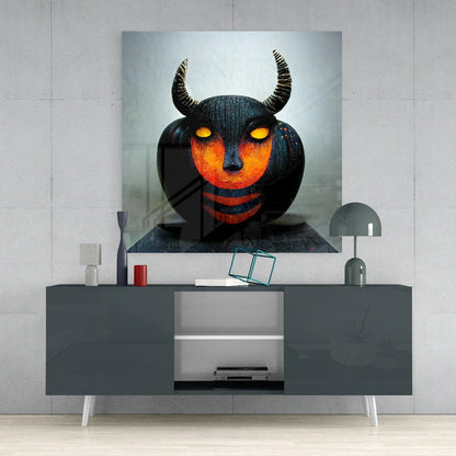 Evil Pumpkin Glass Wall Art