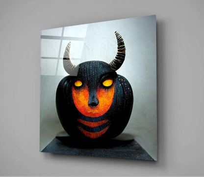 Evil Pumpkin Glass Wall Art