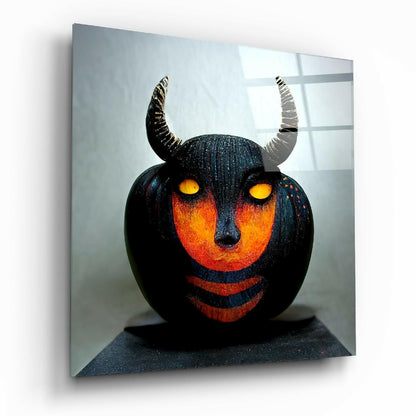 Evil Pumpkin Glass Wall Art