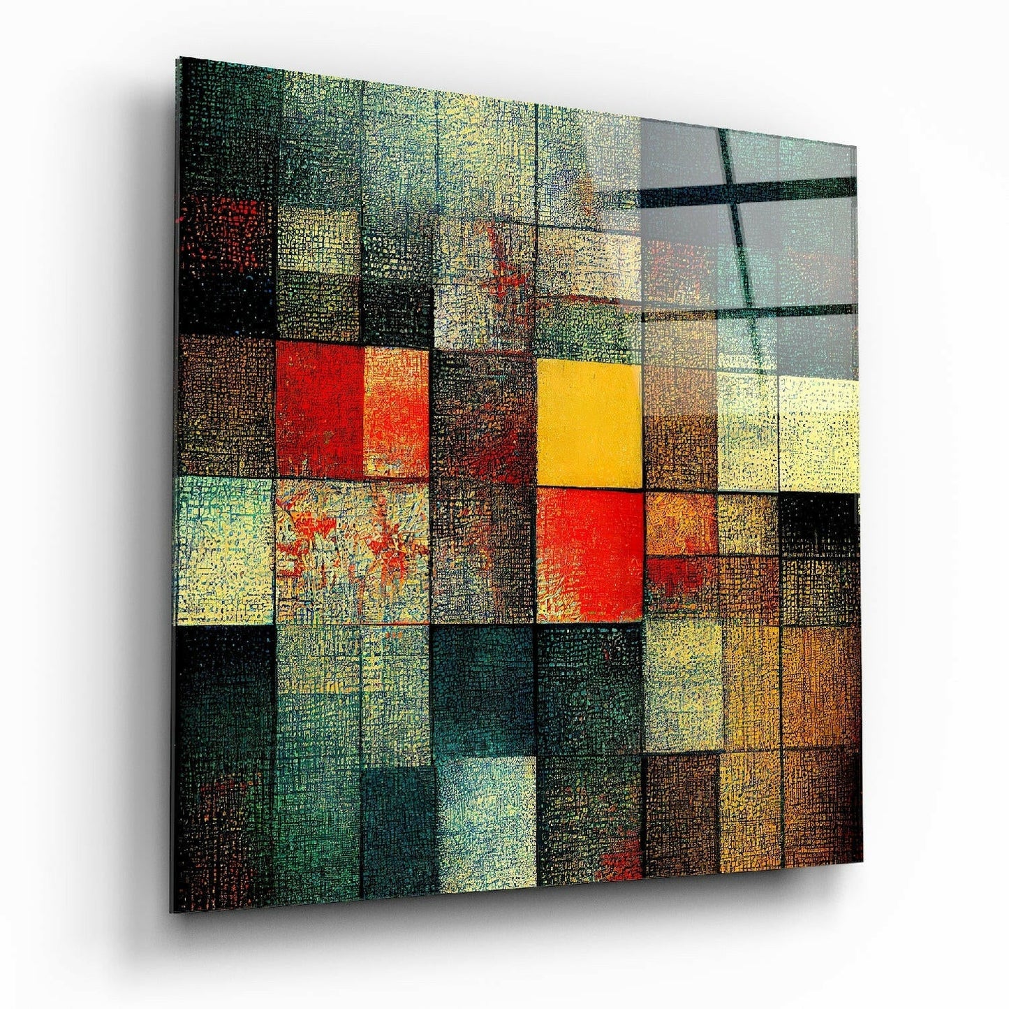 Blocks glass wall art modern geometric design