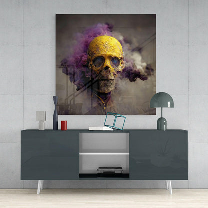 Smoky Skull Glass Wall Art