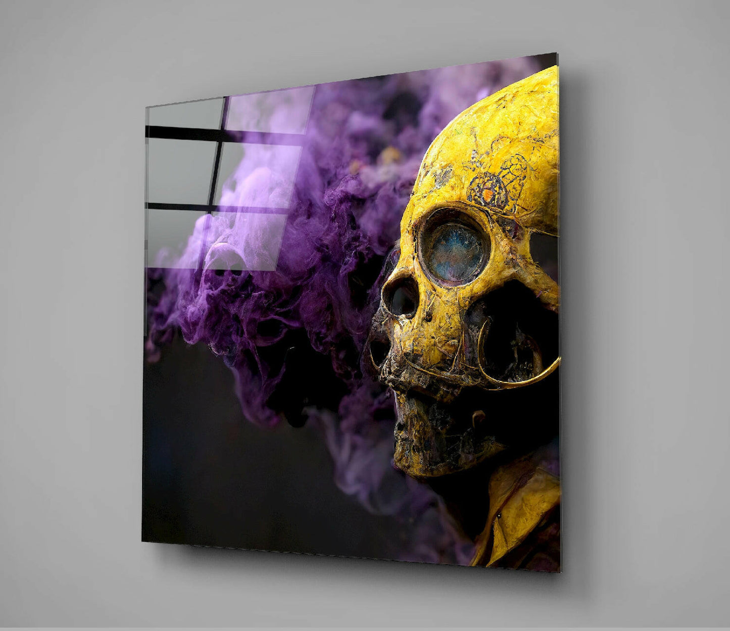 Smoky Skull Glass Wall Art