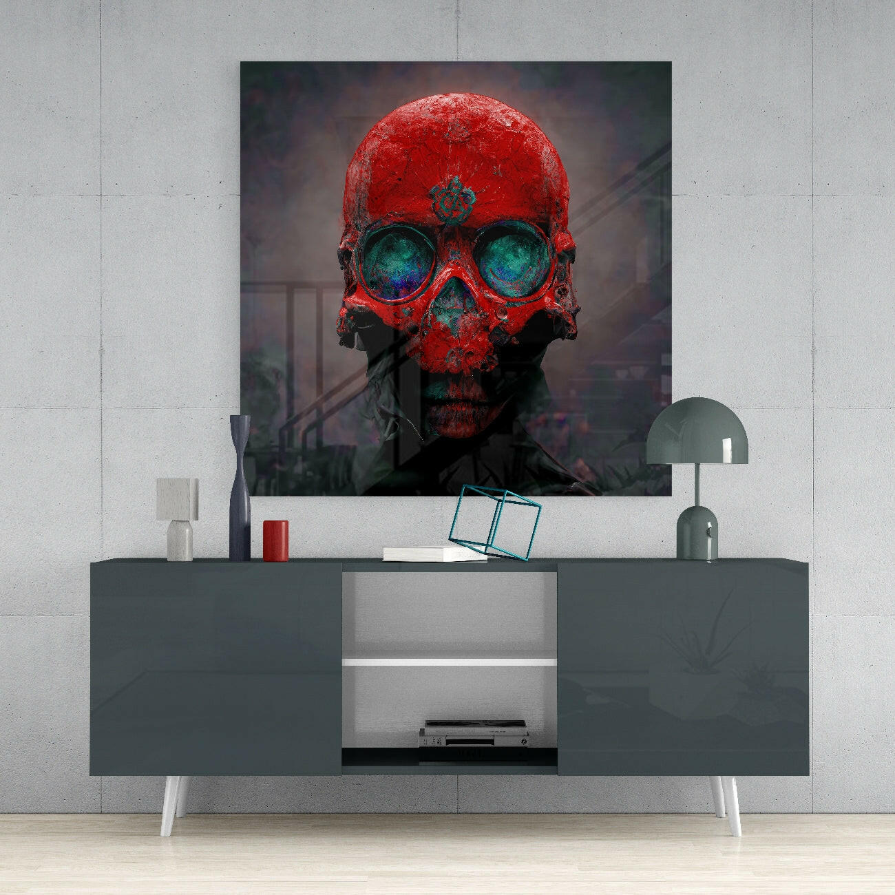 Red Head Glass Wall Art