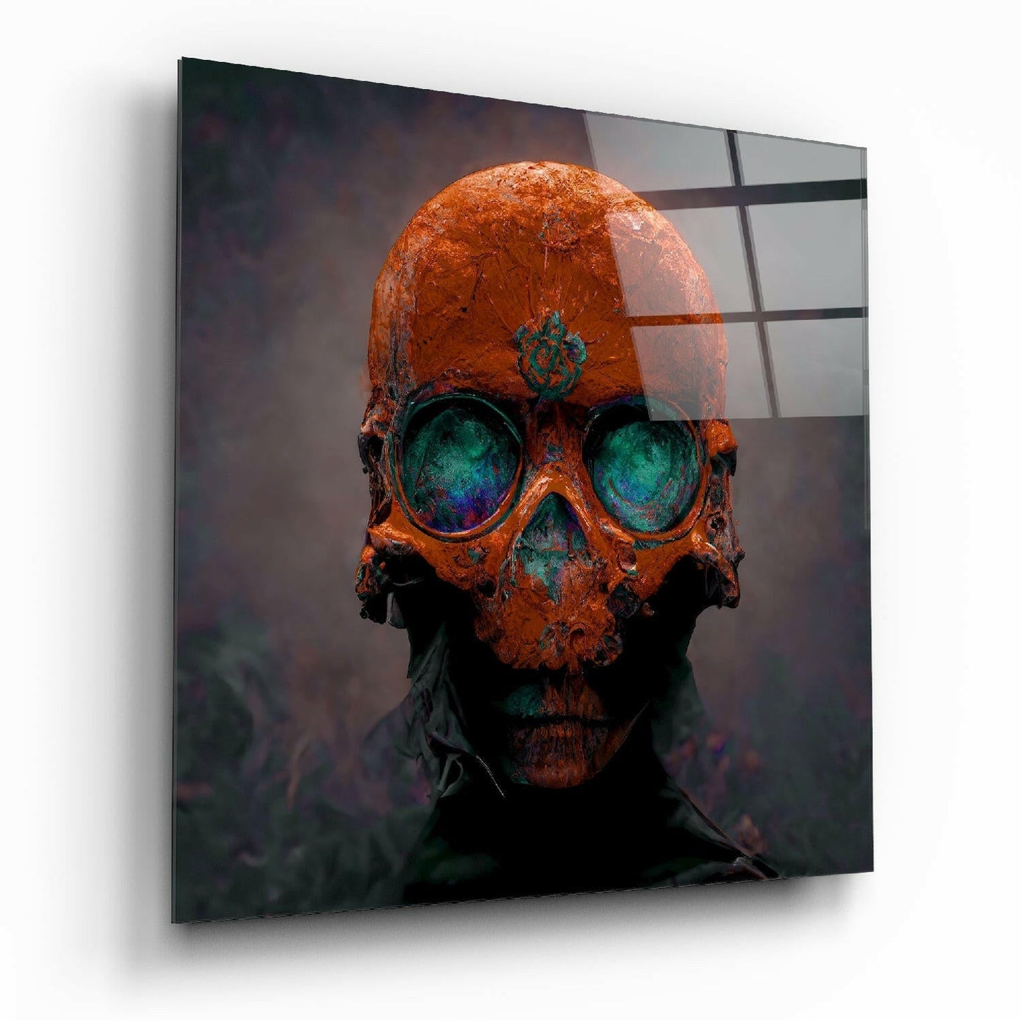 Orange head glass wall art