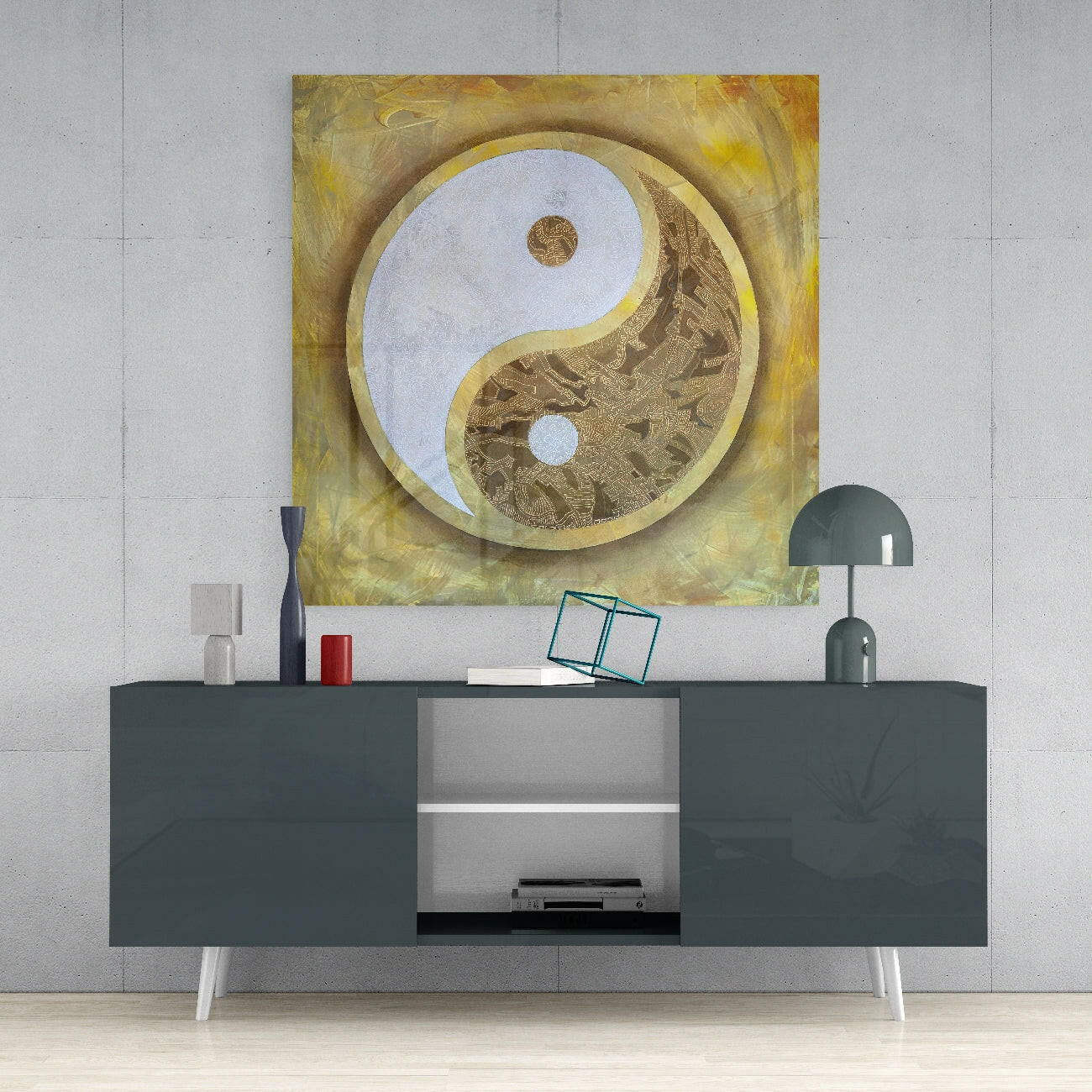 Ying Yang Glass Wall Art