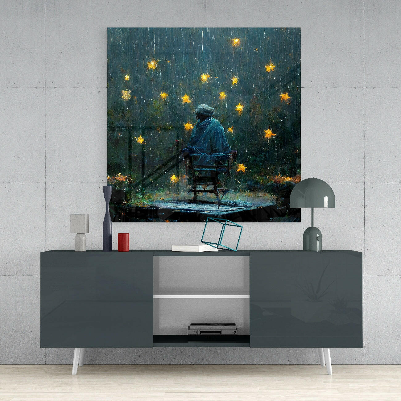 Raining Stars Glass Wall Art