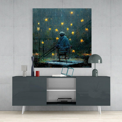 Raining Stars Glass Wall Art