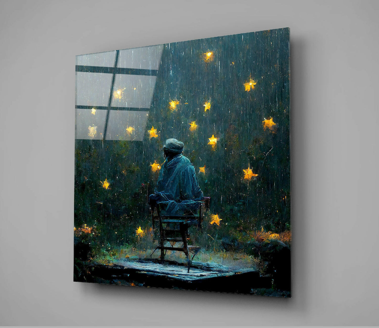 Raining Stars Glass Wall Art