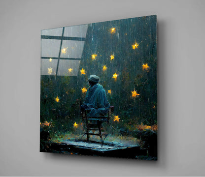 Raining Stars Glass Wall Art