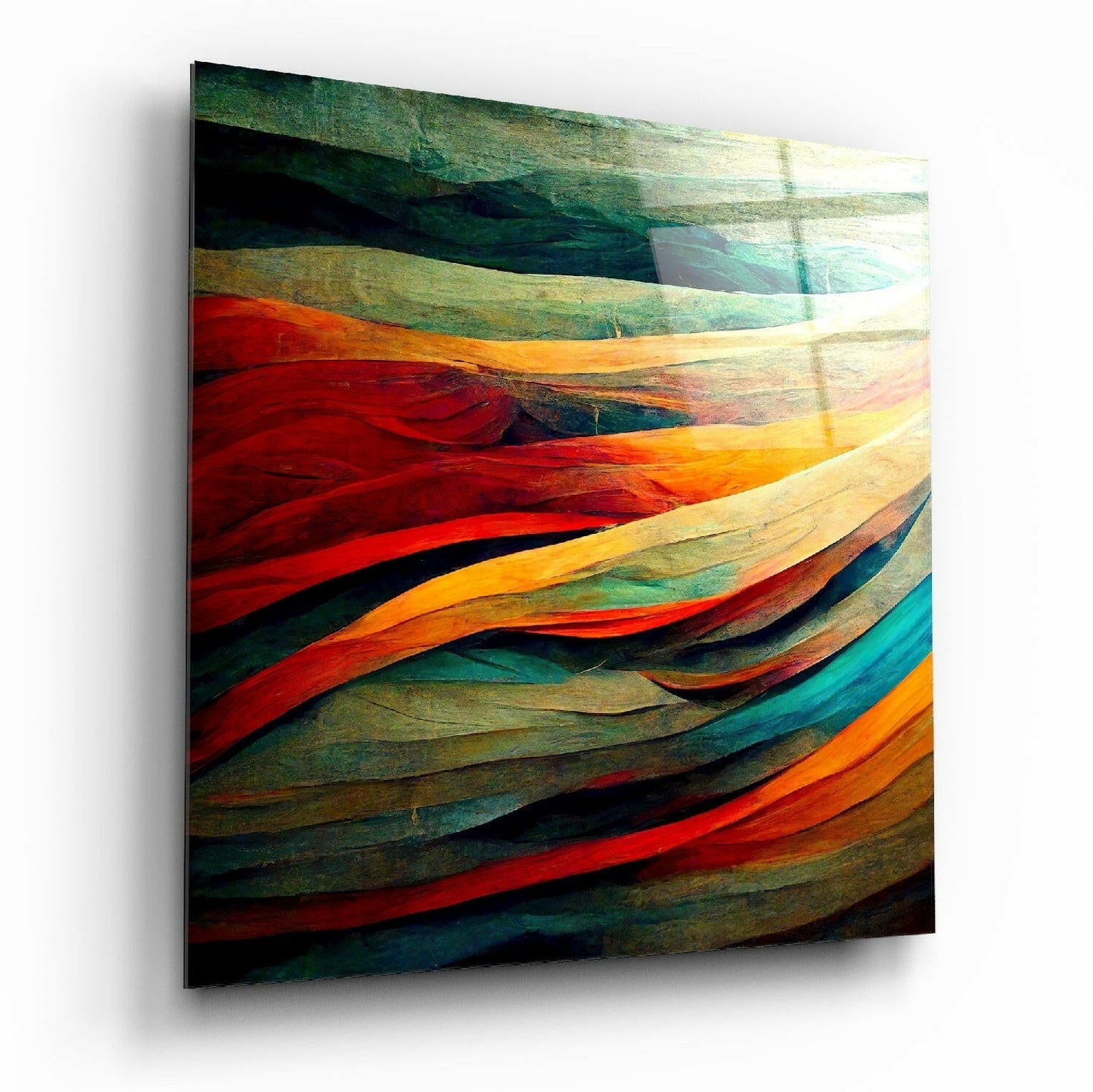 Flow glass wall art, fluid abstract line design