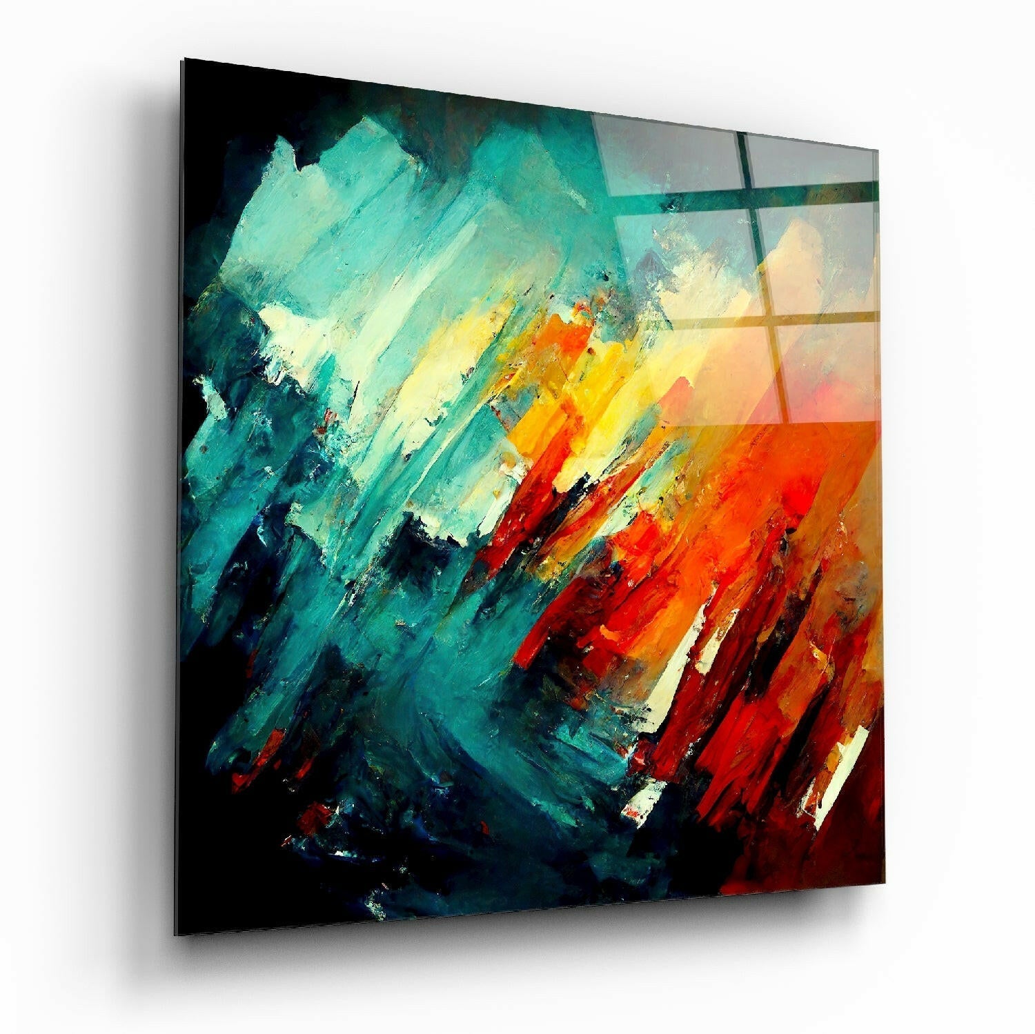 Brush glass wall art, painterly brushstroke design