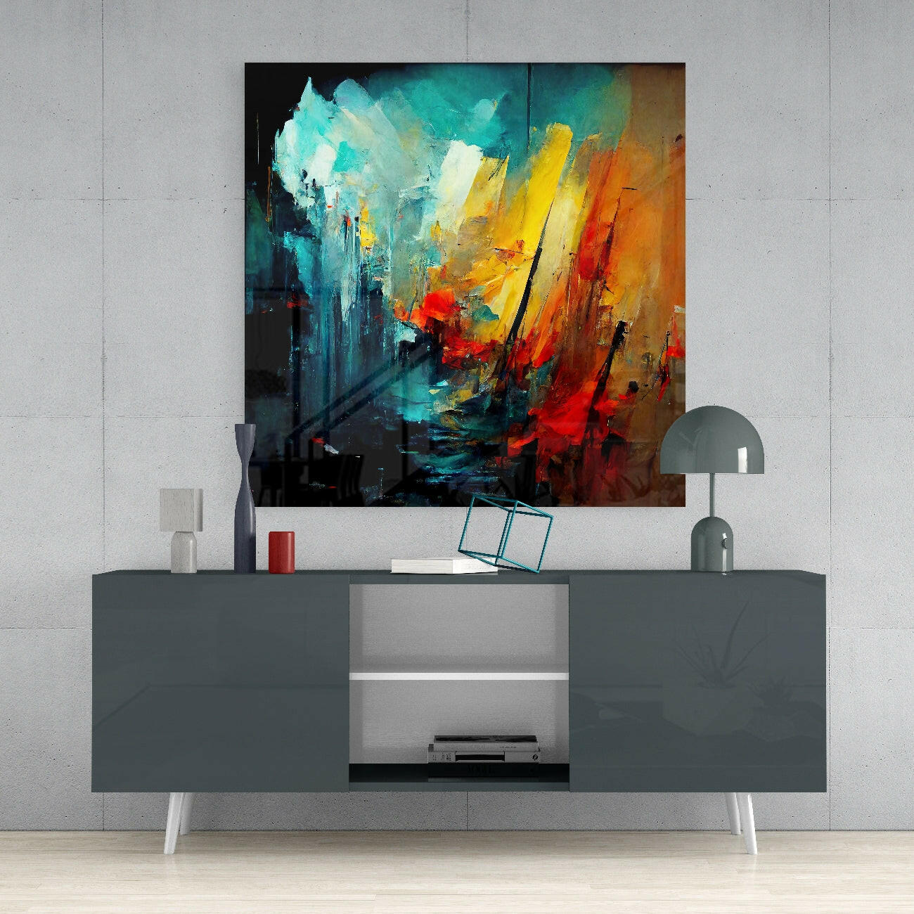 Collapsed City Silhouette Glass Wall Art
