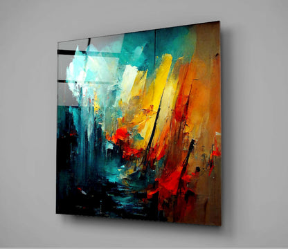 Collapsed City Silhouette Glass Wall Art