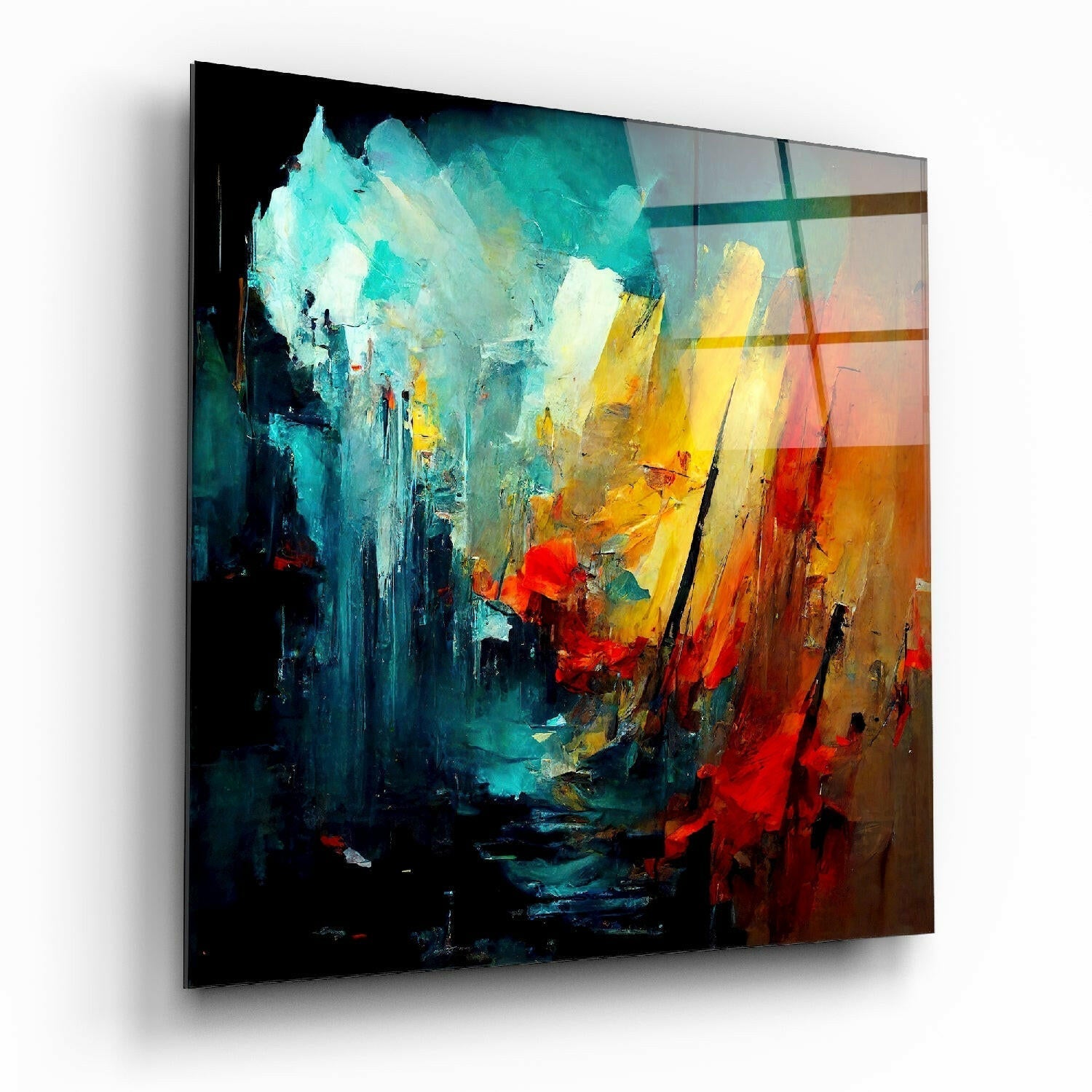 Collapsed City Silhouette Glass Wall Art