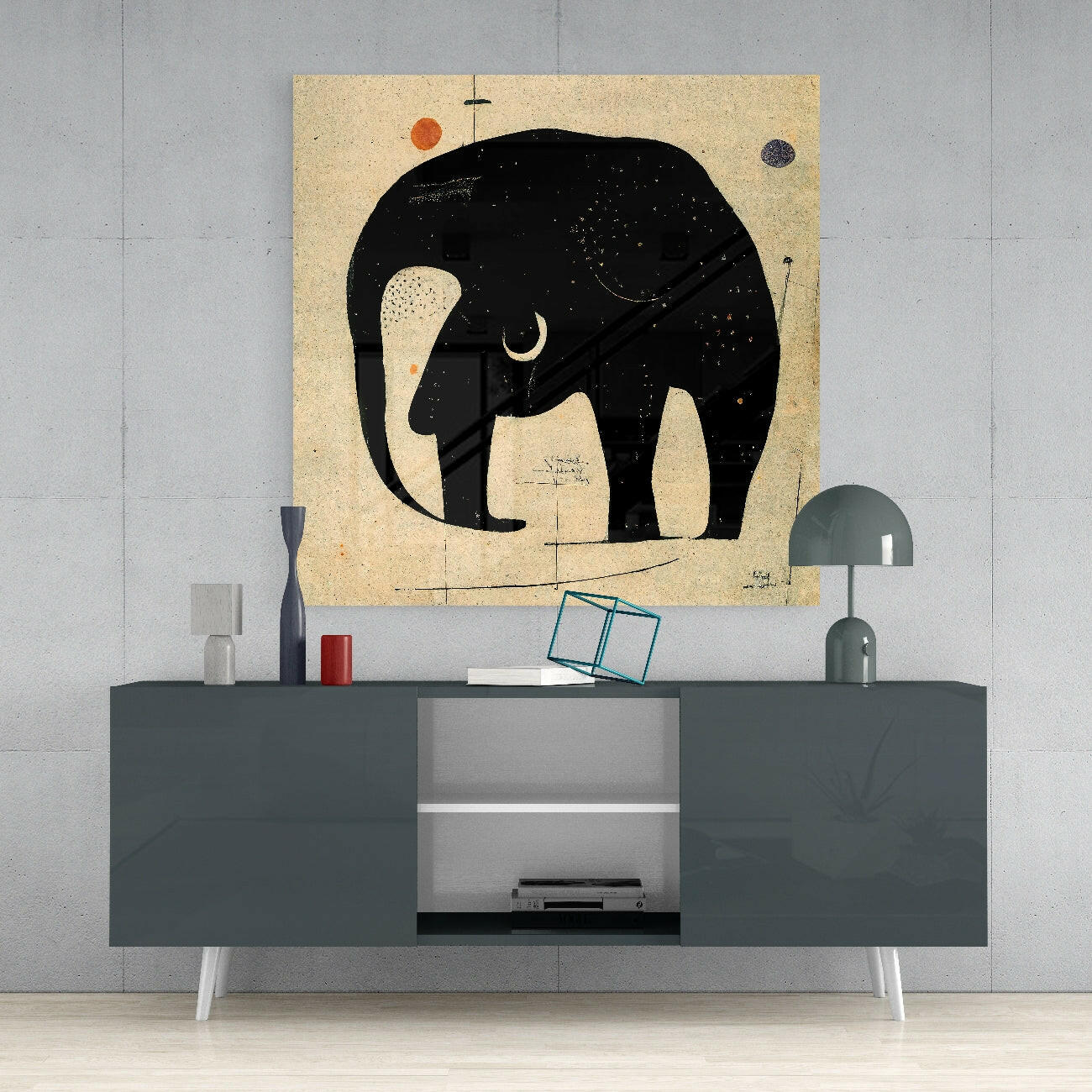 Abstract Geometric Elephant Glass Wall Art
